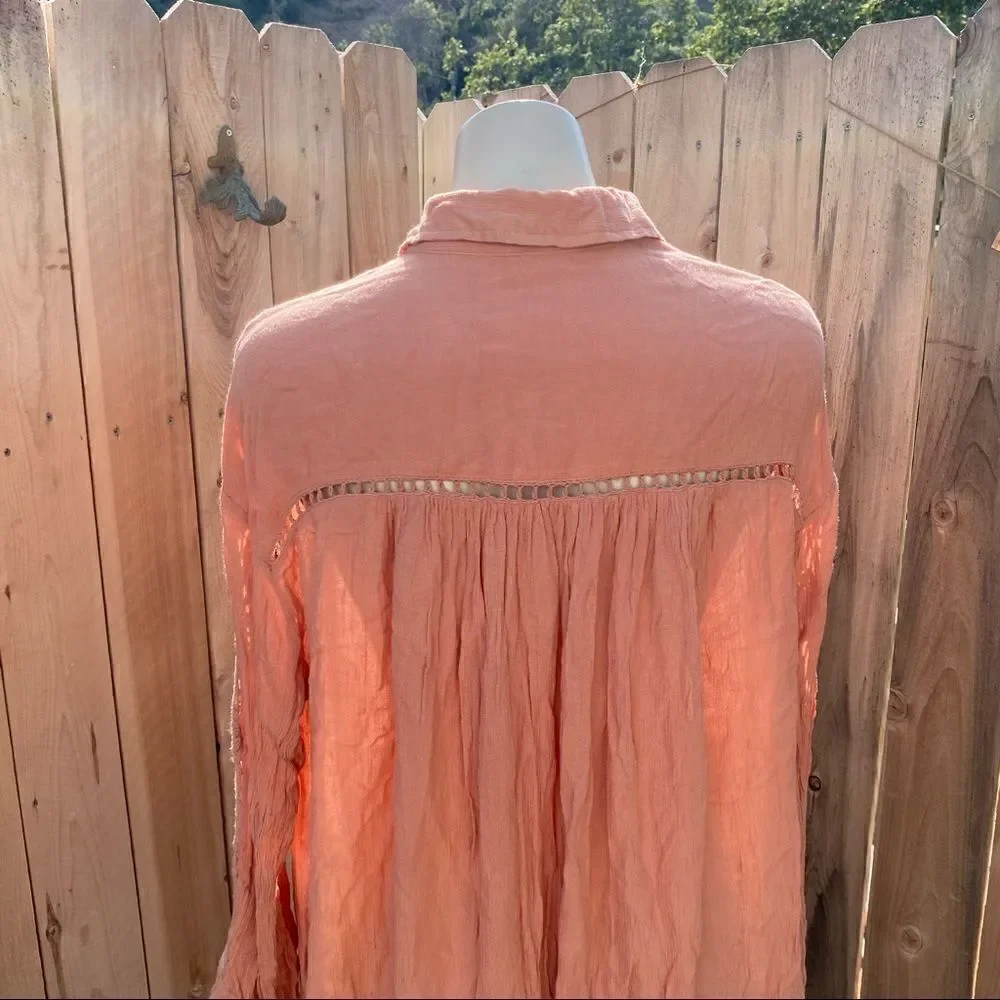 Free People Katie Bird Buttondown Blouse size medium